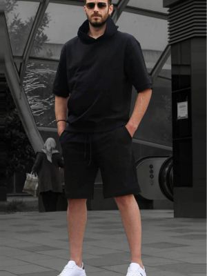 Kratke hlače s kapuljačom Madmext crna
