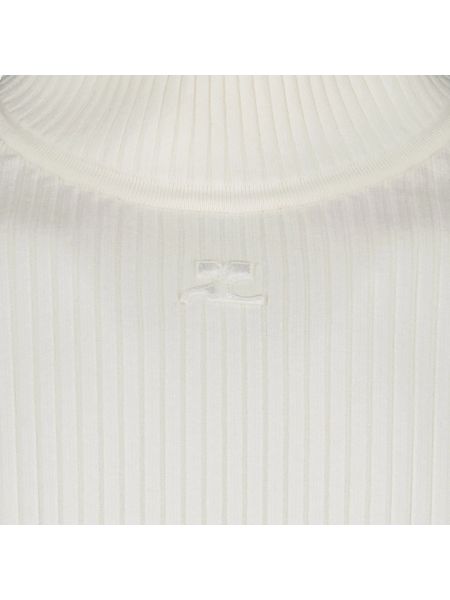 Jersey cuello alto con cuello alto de tela jersey Courrèges blanco