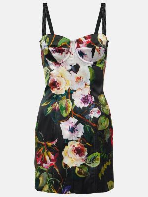 Květinové saténové šaty Dolce&gabbana