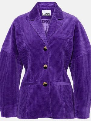Blazer de pana de algodón Ganni violeta