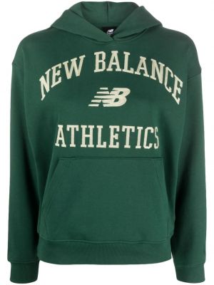 Βαμβακερός φούτερ με κουκούλα New Balance πράσινο