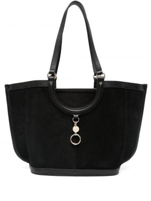 Велурени шопинг чанта See By Chloé черно