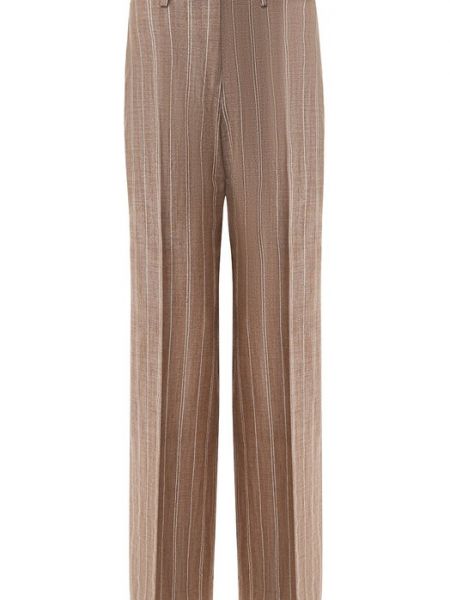 Шелковые льняные брюки Kiton коричневые
