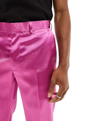Атласные брюки скинни Asos розовые