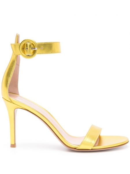 Kožne sandale s remenčićima Gianvito Rossi žuta