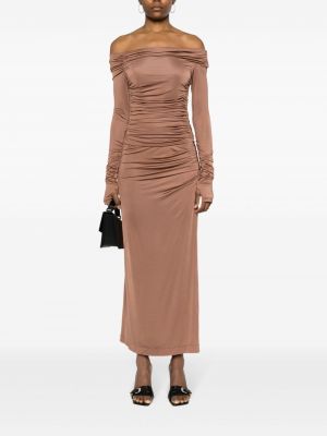 Sukienka długa drapowana Helmut Lang brązowa