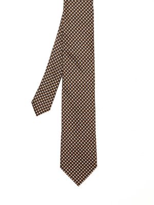 Шелковый галстук с геометрическим узором Zegna коричневый