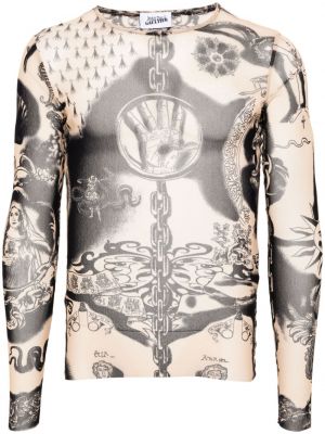 Caurspīdīgs t-krekls ar apdruku Jean Paul Gaultier