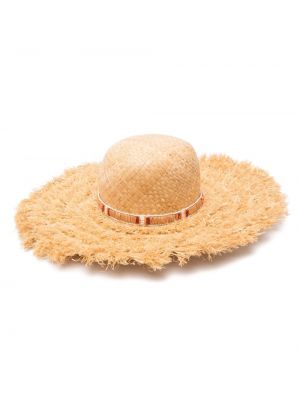 Плетена шапка с ресни Borsalino бежово