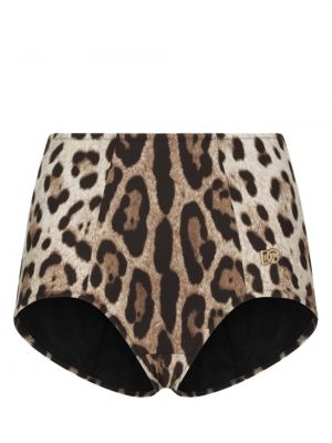Bikini à imprimé à imprimé léopard Dolce & Gabbana marron
