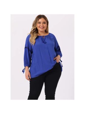 Блузка с длинным рукавом Agnes Orinda синяя