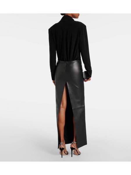 Kožená sukně s nízkým pasem Mônot černé