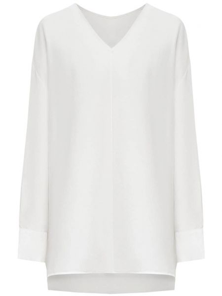 Прозрачна памучна копринена блуза 12 Storeez бяло