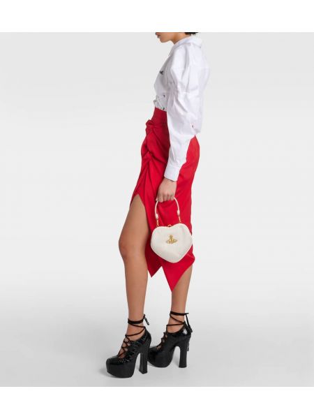 Usnjena torbica za čez ramo z vzorcem srca Vivienne Westwood bela