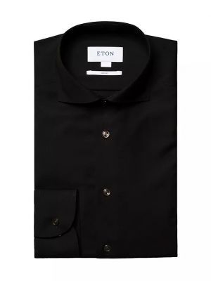 Шерстяная рубашка из шерсти мериноса Eton черная
