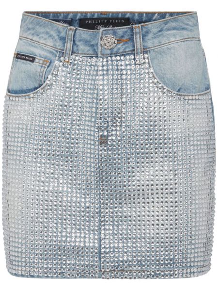 Krištáľová džínsová sukňa Philipp Plein