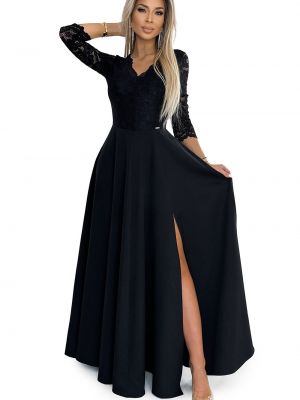 Μάξι φόρεμα με δαντέλα Numoco μαύρο