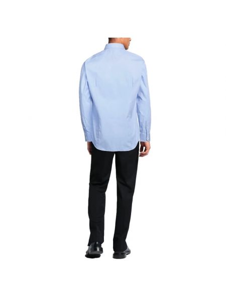 Camisa con bordado de algodón Aquascutum azul
