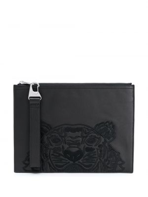 Bolso clutch con bordado Kenzo negro