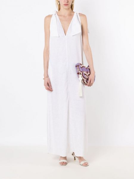 Lněné šaty s mašlí Adriana Degreas bílé