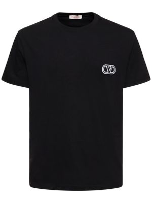 Camiseta de algodón Valentino negro