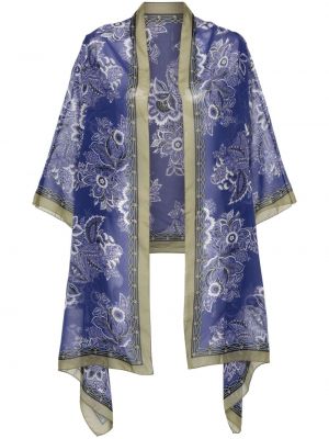 Svilena jakna s cvjetnim printom s printom Etro plava