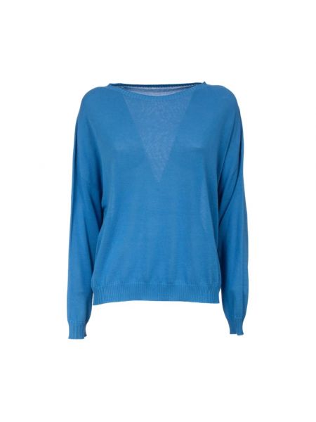 Sweter bawełniany z długim rękawem Le Tricot Perugia niebieski