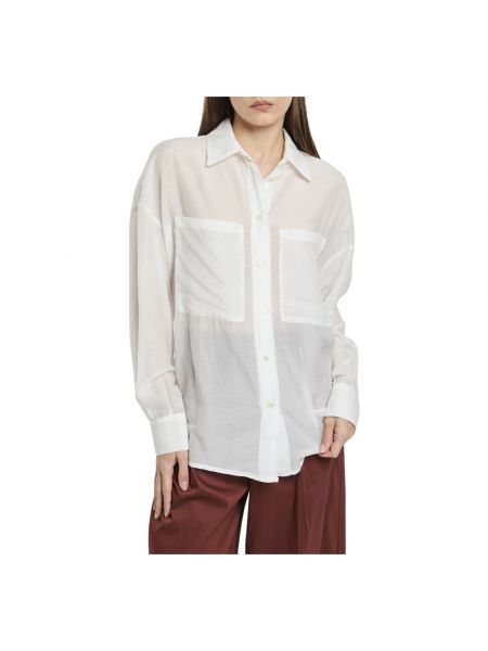 Jedwabna koszula bawełniana Semicouture biała