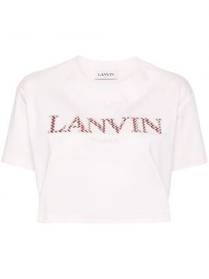 Haftowana koszulka bawełniana Lanvin różowa