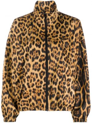 Bunda na zips s potlačou s leopardím vzorom Alexander Wang hnedá