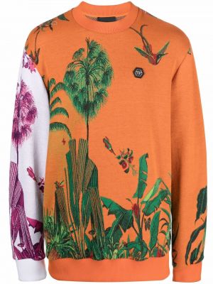 Trykt floral sweatshirt Philipp Plein oransje