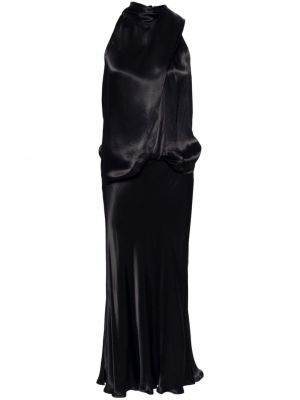 Drapované saténové dlouhé šaty Marques'almeida černé