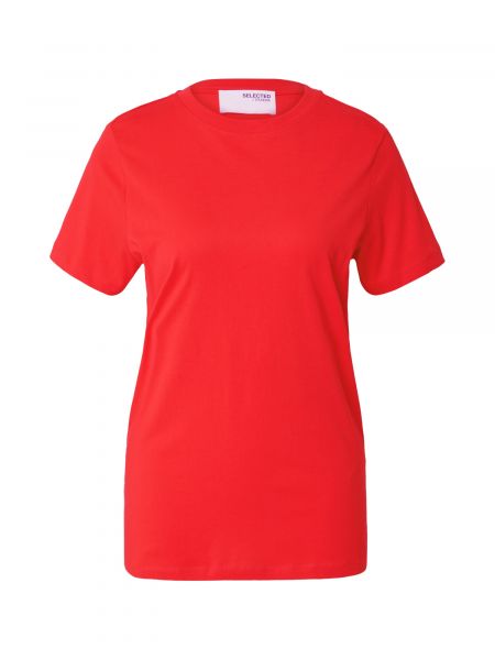 Marškinėliai ilgomis rankovėmis Selected Femme raudona