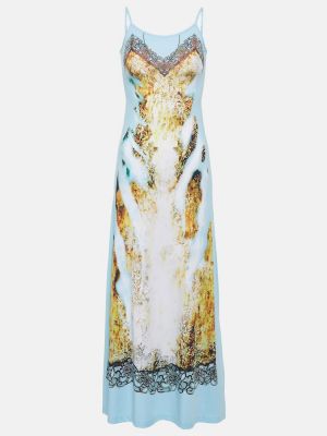 Μάξι φόρεμα με σχέδιο με δαντέλα Y Project μπλε
