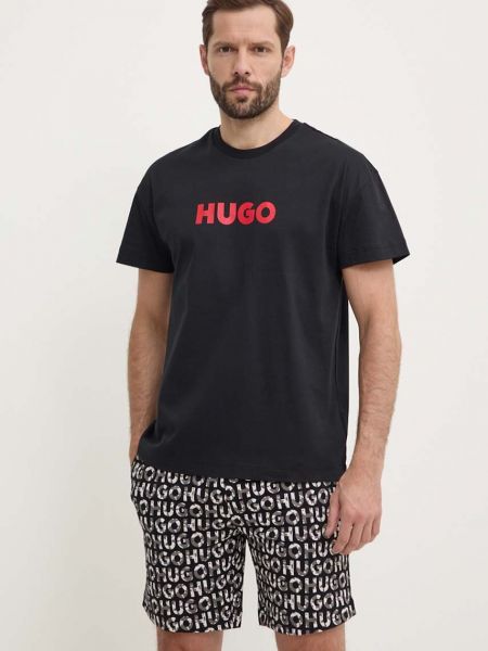 Piżama bawełniana Hugo czarna