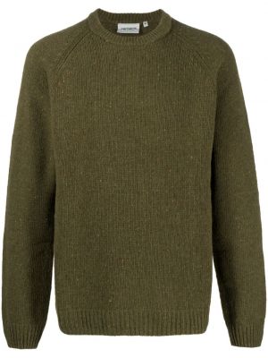 Памучен вълнен пуловер Carhartt Wip зелено