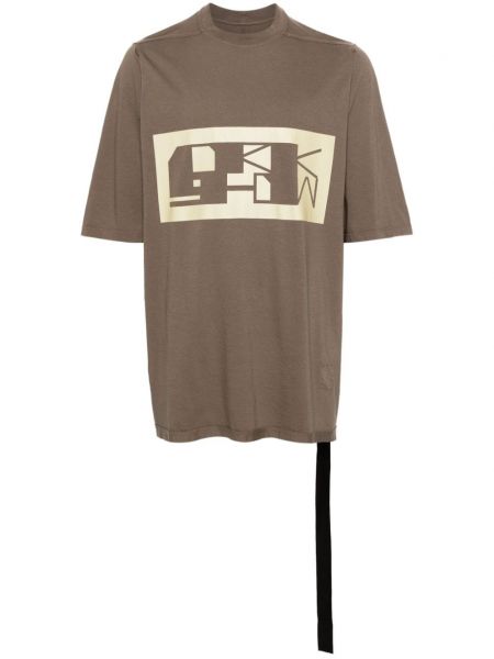 Raštuotas medvilninis marškinėliai Rick Owens Drkshdw ruda
