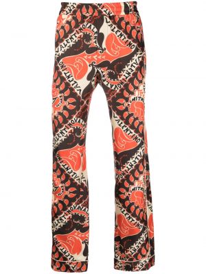 Kalhoty s potiskem s abstraktním vzorem Valentino oranžové