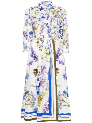 Obleka s cvetličnim vzorcem s potiskom Sara Roka bela