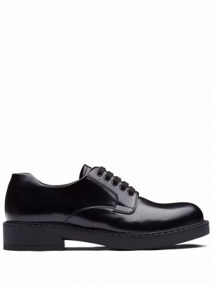 Pantofi derby cu șireturi din dantelă Prada negru