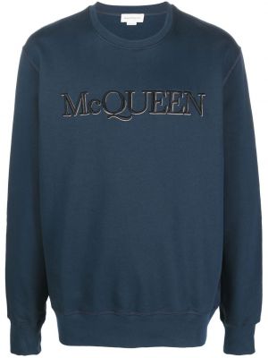 Bomull brodert sweatshirt Alexander Mcqueen blå