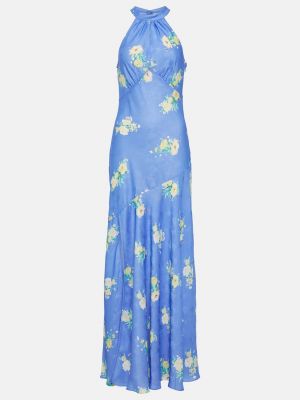 Платье макси Brinda с цветочным принтом LOVESHACKFANCY, синий