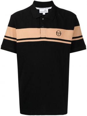 Stripet brodert poloskjorte med print Sergio Tacchini svart