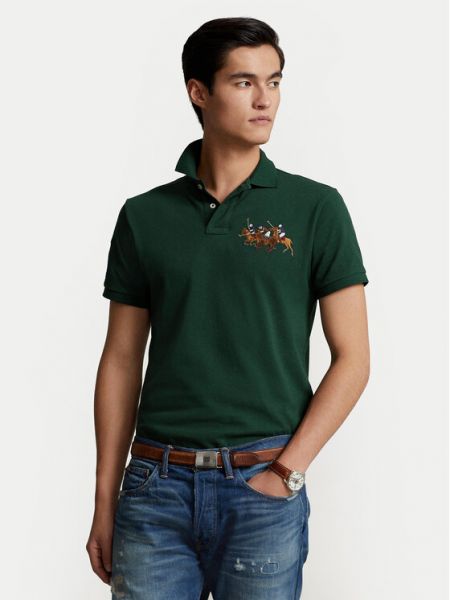Koszulka slim fit Polo Ralph Lauren zielona