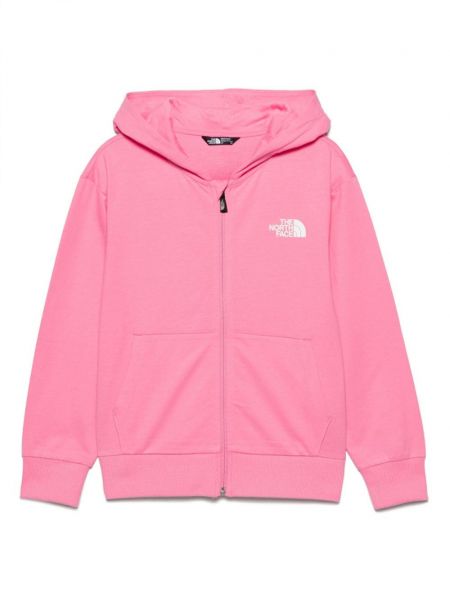 Printti huppari vetoketjulla tytöille The North Face Kids pinkki