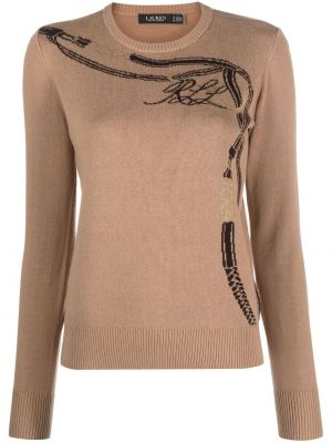 Bombažni pulover Lauren Ralph Lauren rjava