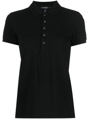 Polo majica z vezenjem Lauren Ralph Lauren črna