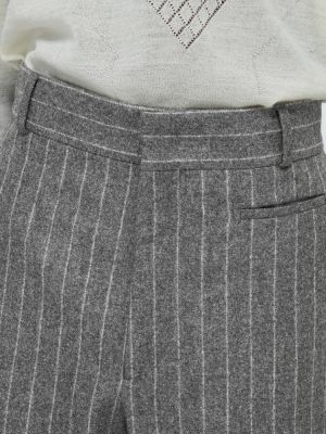 Flanelové pruhované klasické kalhoty Fendi šedé