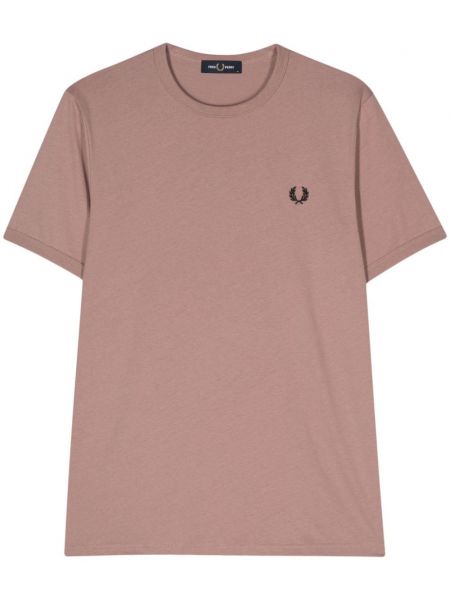 T-shirt brodé en coton Fred Perry rose