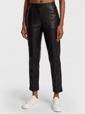 Pantalon droit en cuir en imitation cuir Olsen noir